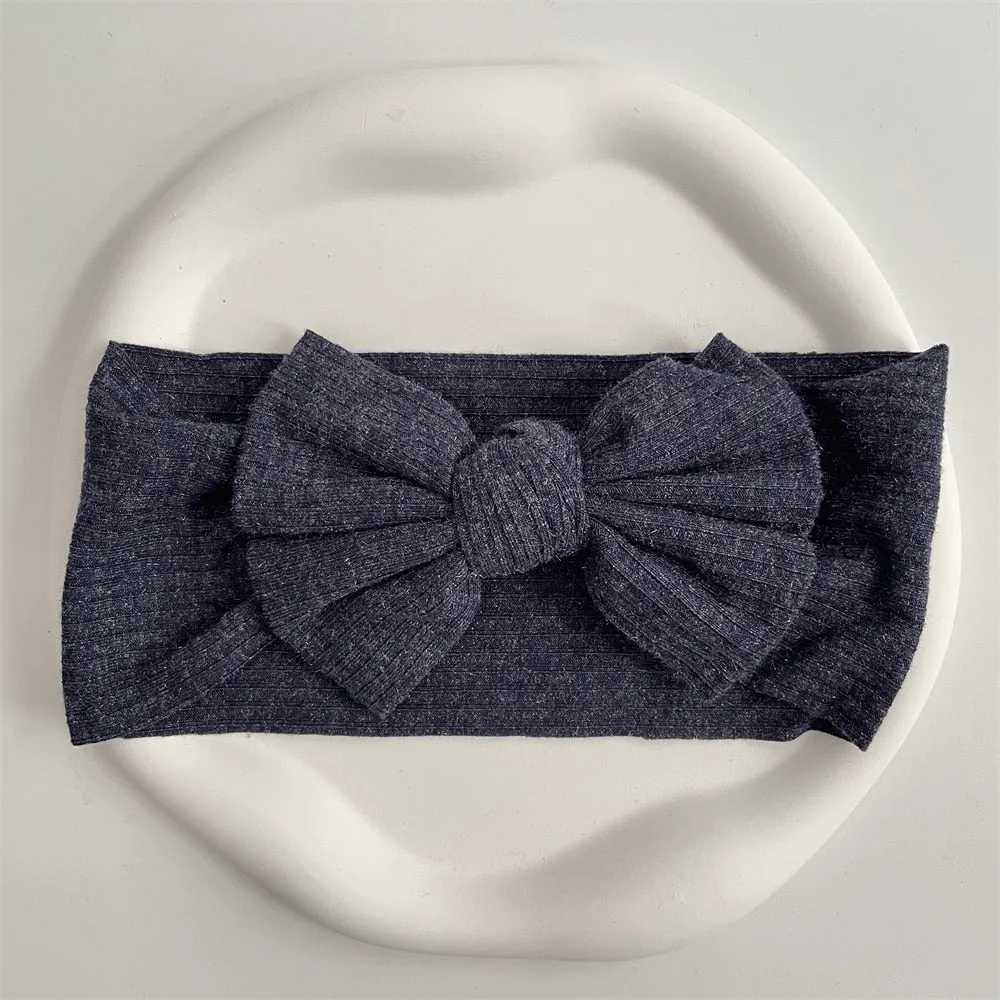 New Colors Knit Baby Headbands Rib Bow Elastic Soft