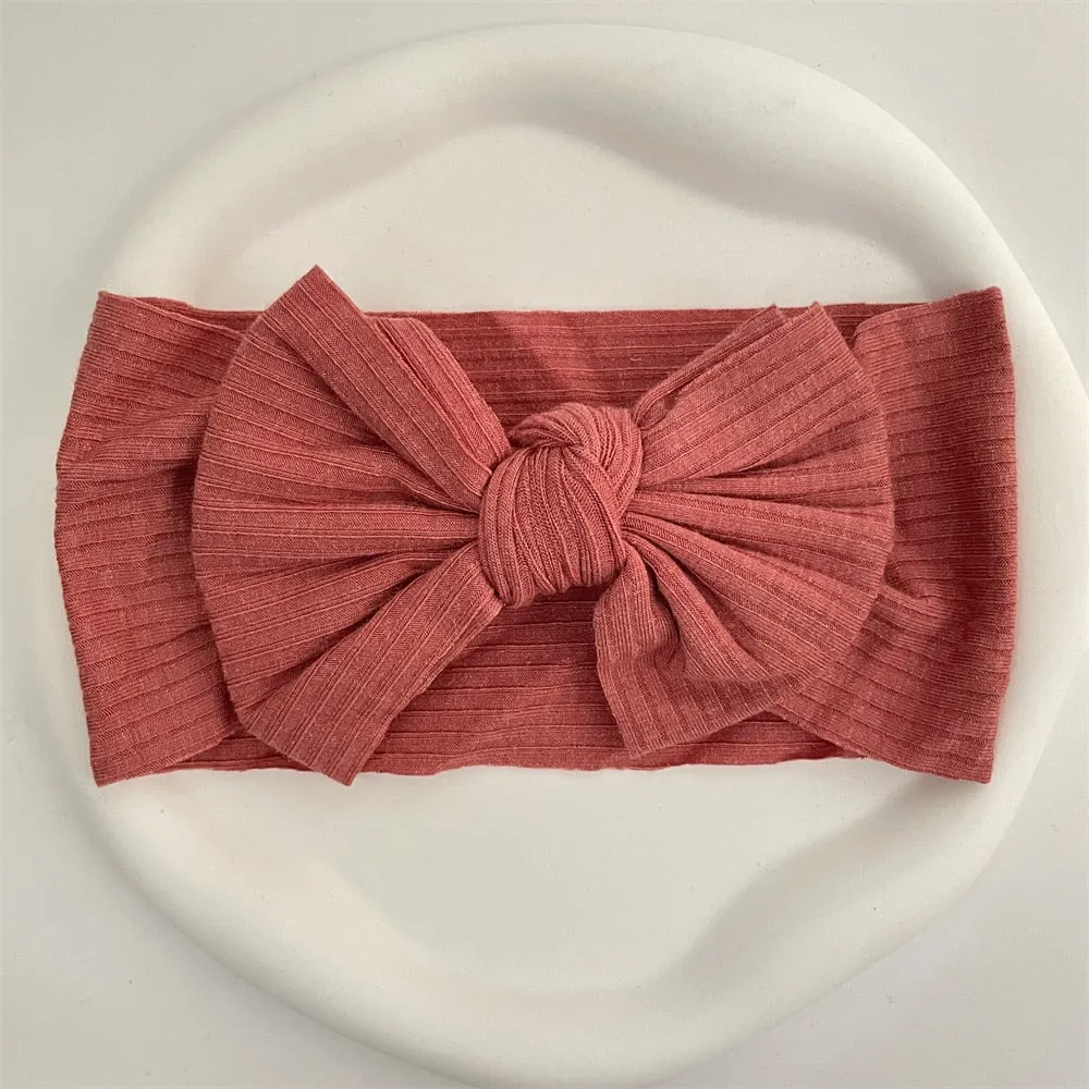 New Colors Knit Baby Headbands Rib Bow Elastic Soft