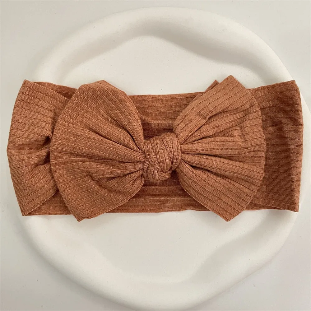 New Colors Knit Baby Headbands Rib Bow Elastic Soft