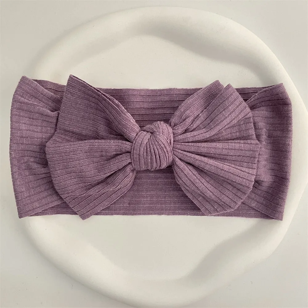 New Colors Knit Baby Headbands Rib Bow Elastic Soft