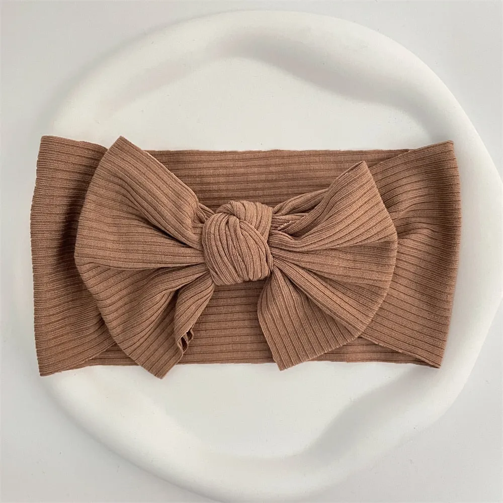 New Colors Knit Baby Headbands Rib Bow Elastic Soft