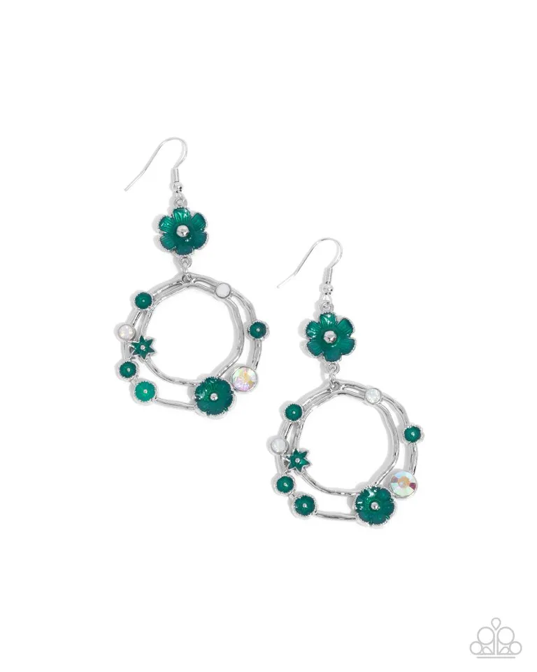 Paparazzi Earring ~ Wreathed Waikiki - Green