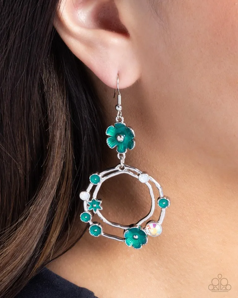 Paparazzi Earring ~ Wreathed Waikiki - Green