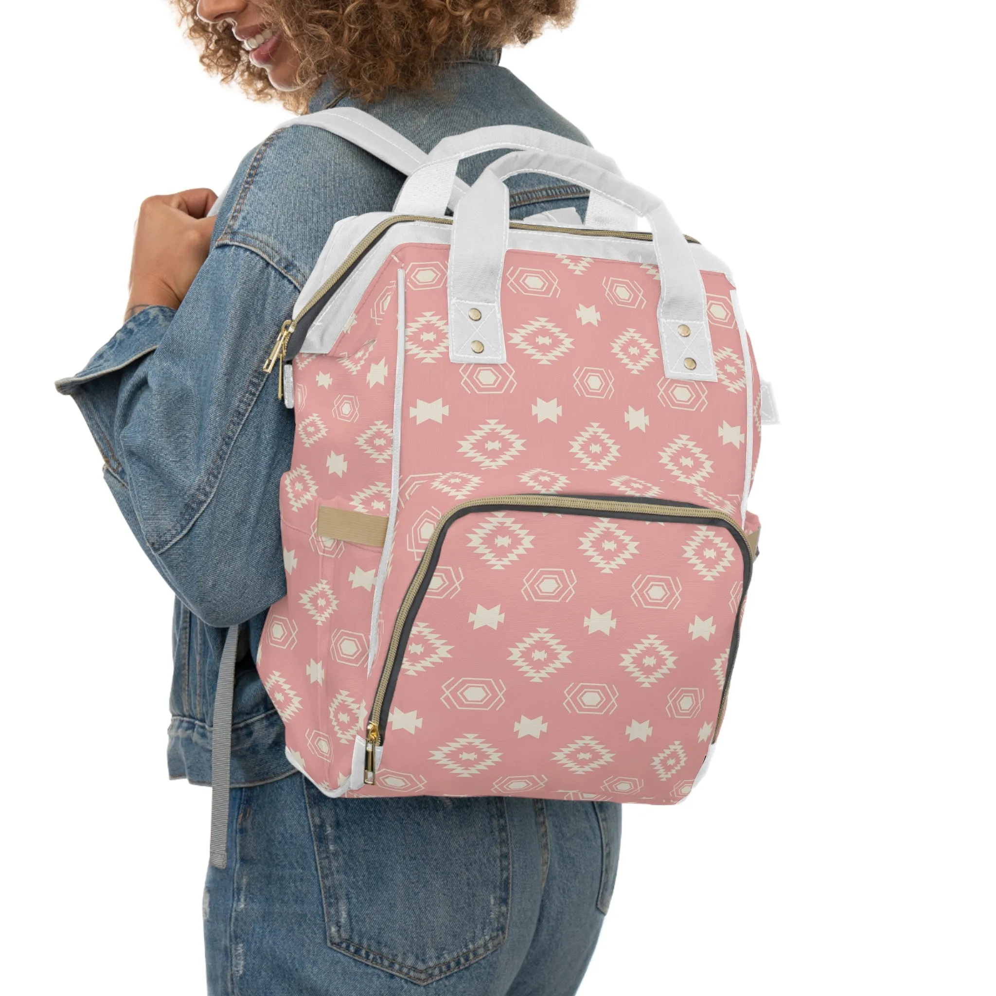 Pink Southwestern Bag Multifunctional Diaper Backpack for Moms to Be Bag for Diapers and Milk