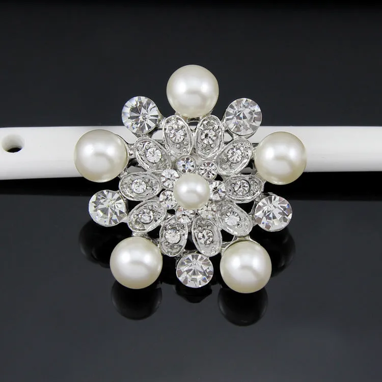 SB235 - Charming pearl alloy Saree Brooch