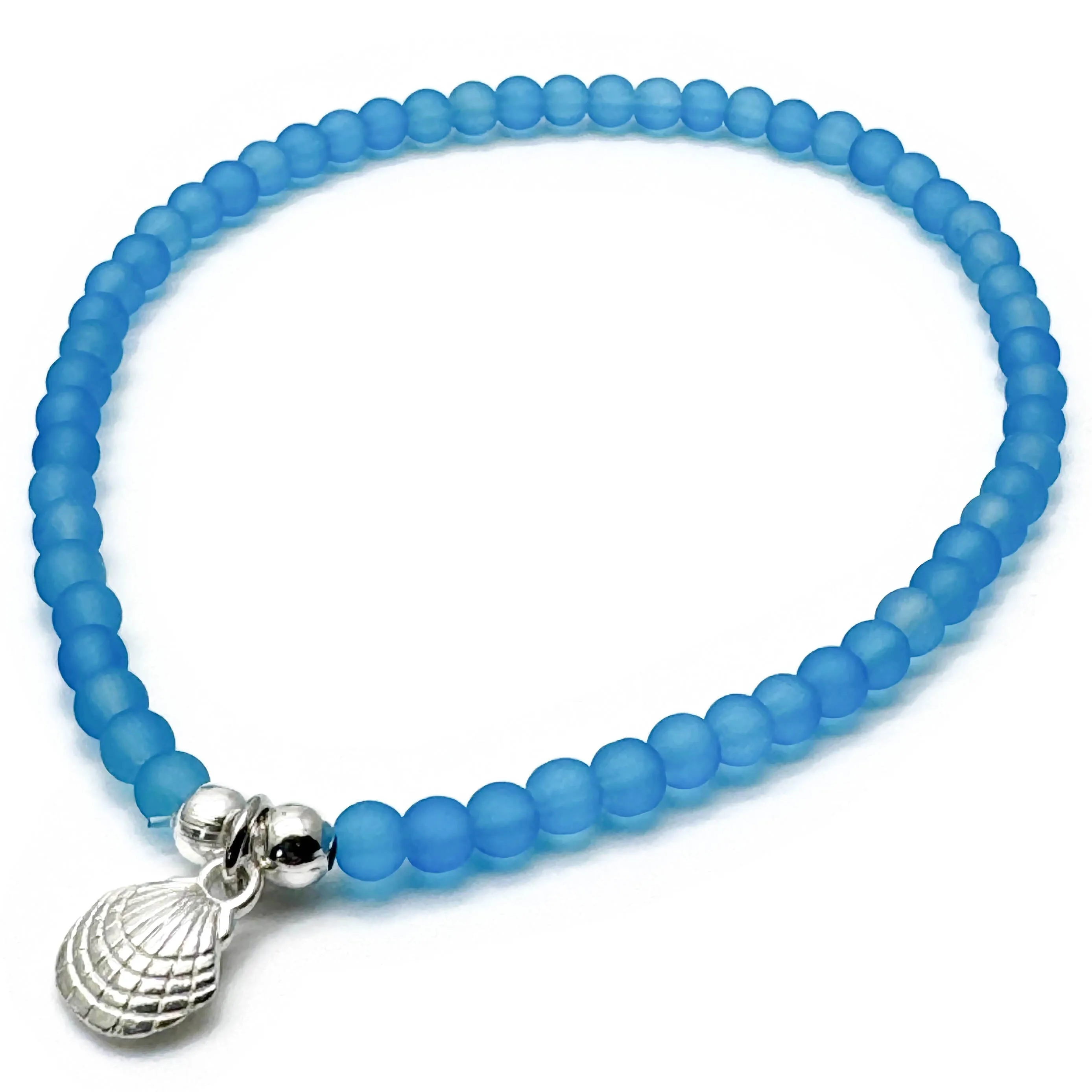 Sea Shell Charm Frosted Bead Anklet - Colour Choice