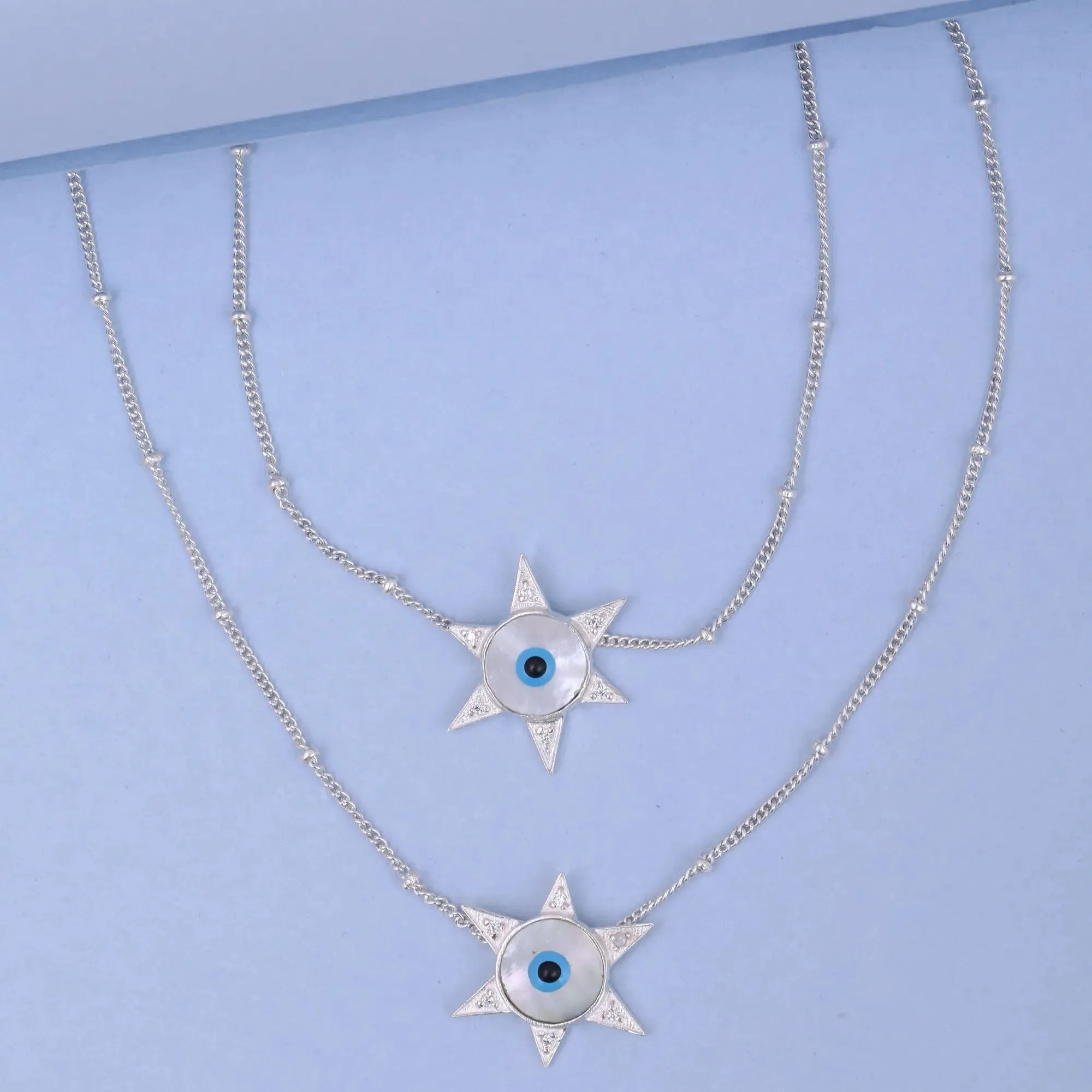 Silver Evil Eye Star Anklet