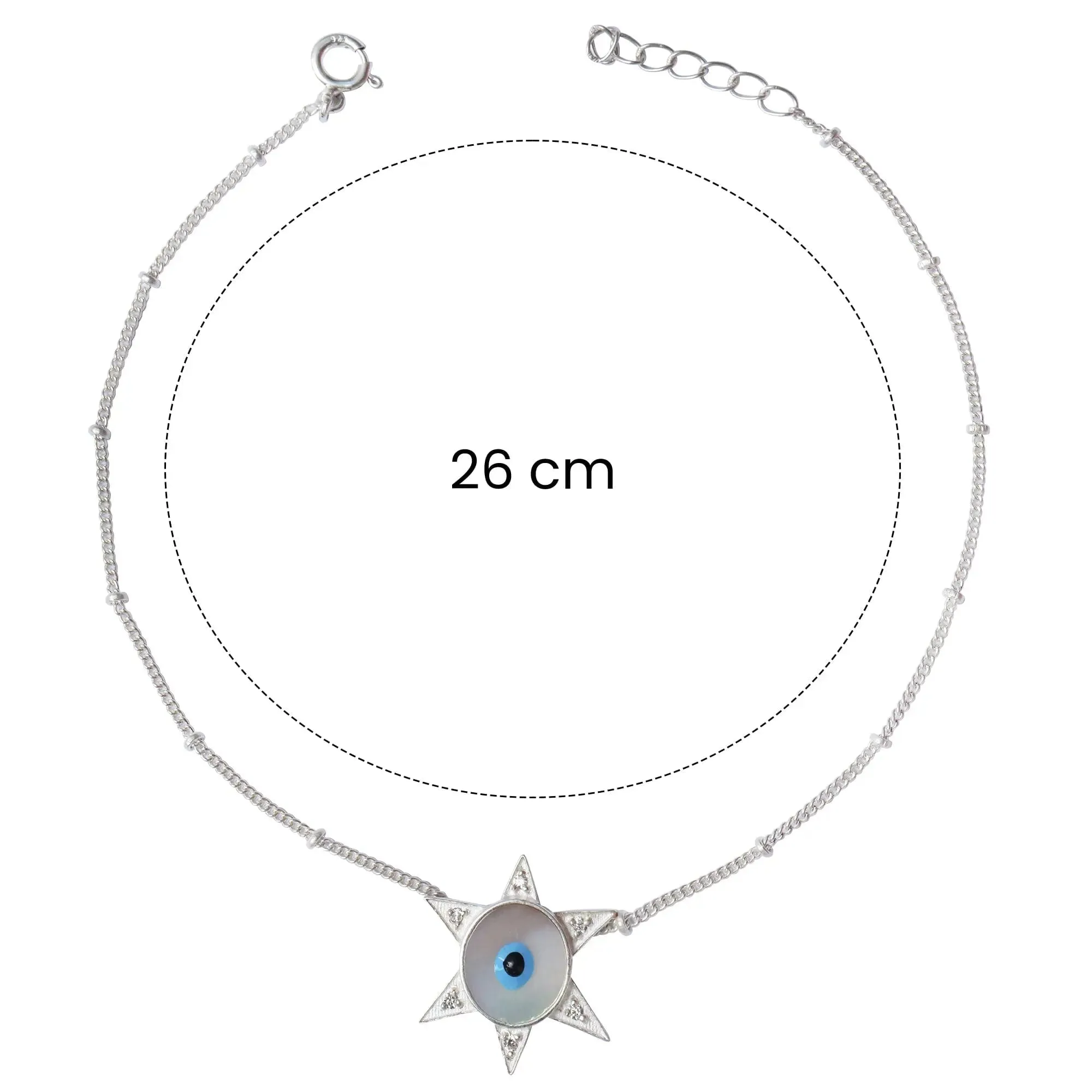 Silver Evil Eye Star Anklet