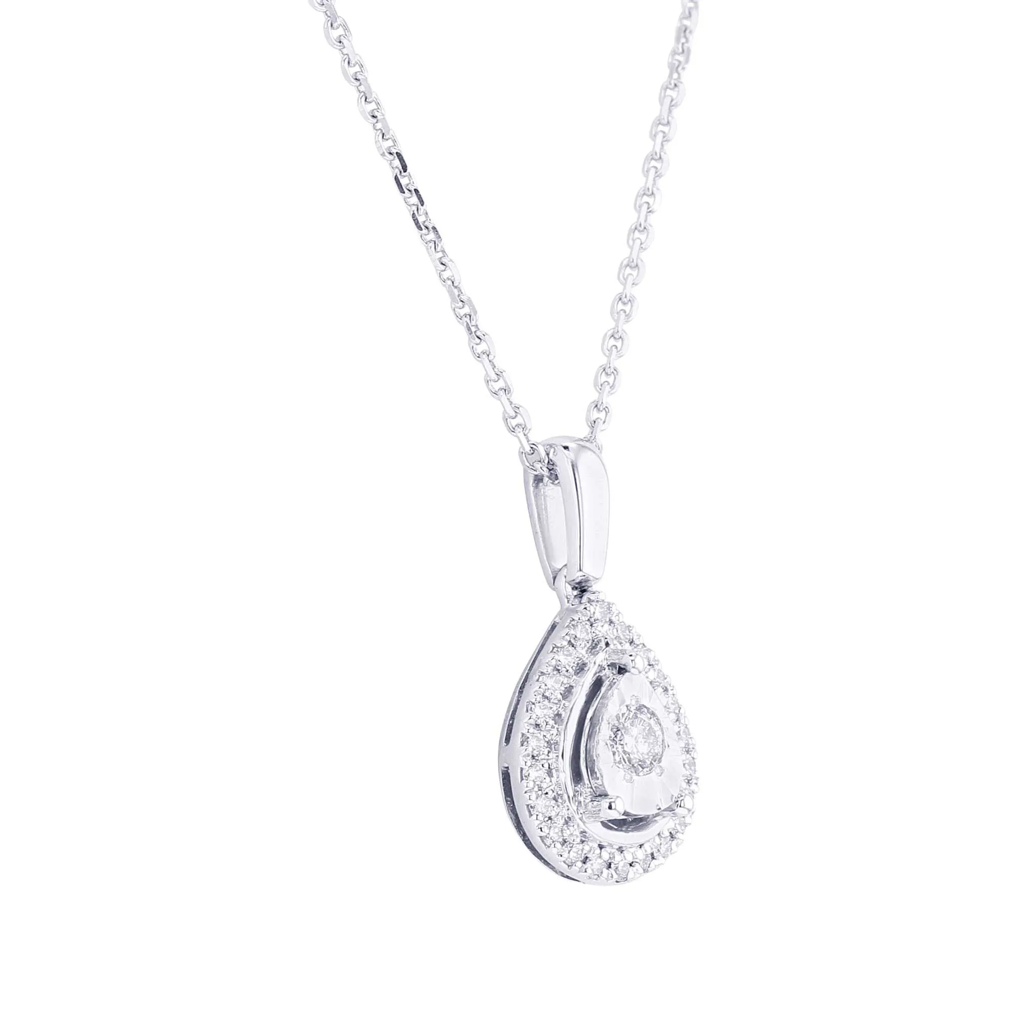 Silver Mirage Pear Diamond Pendant