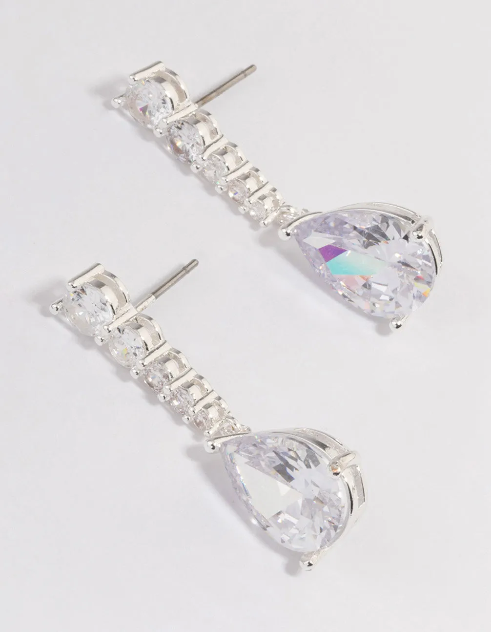 Silver Plated Cubic Zirconia Gradual Drop Earrings