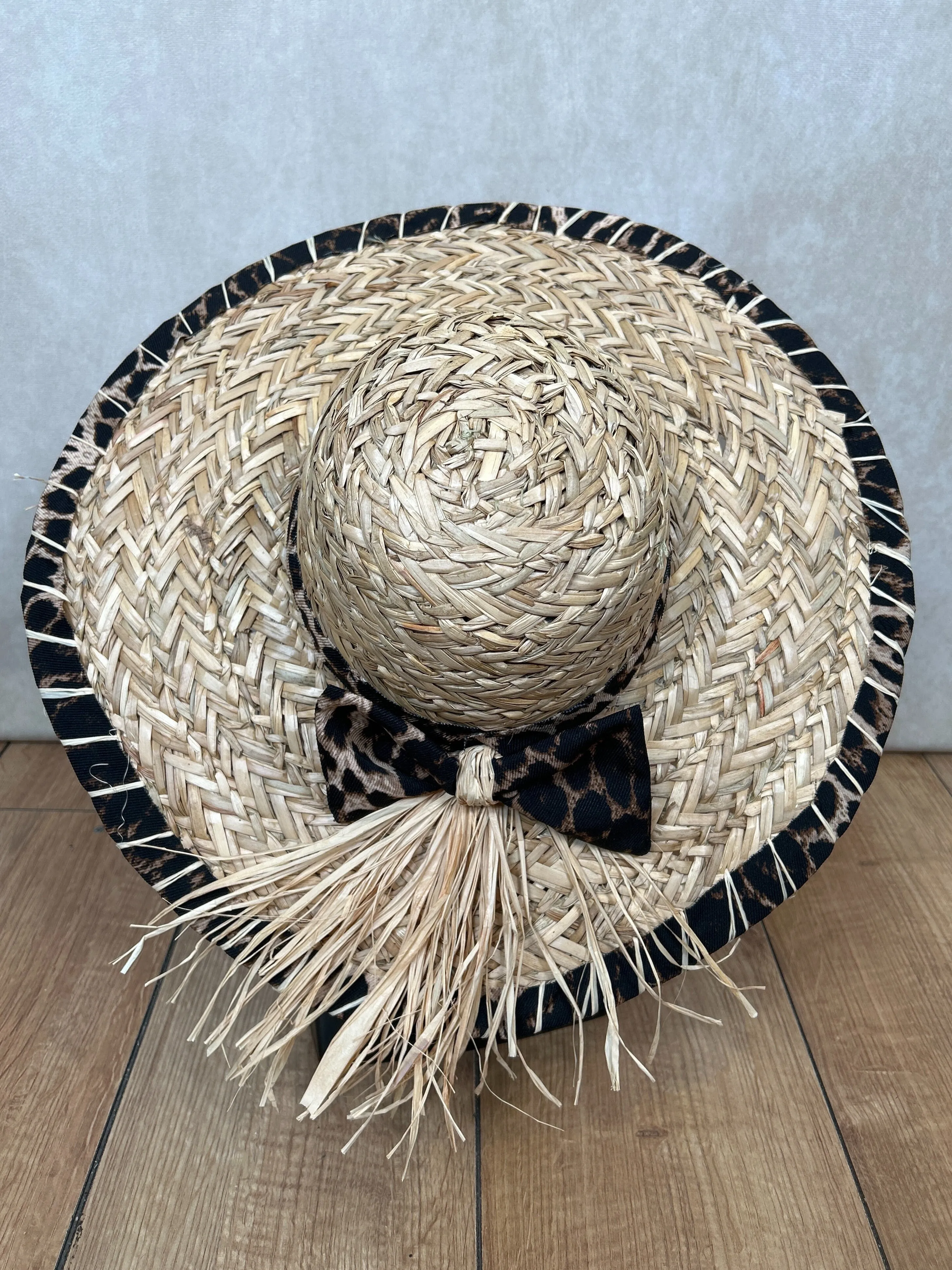 Straw Leopard Print Hat