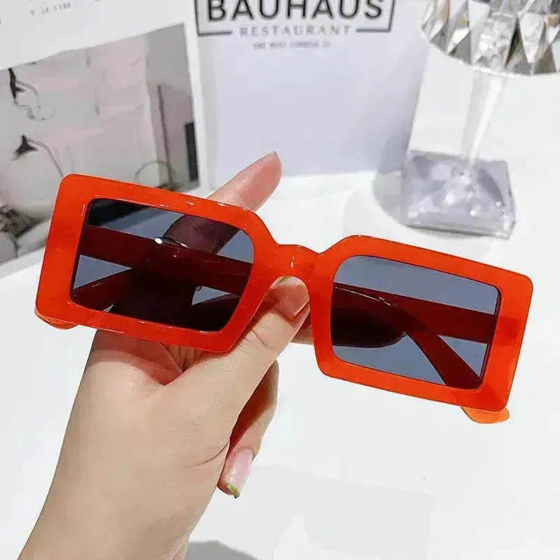 Stylish Beach Jelly Color Square Frame Sunglasses