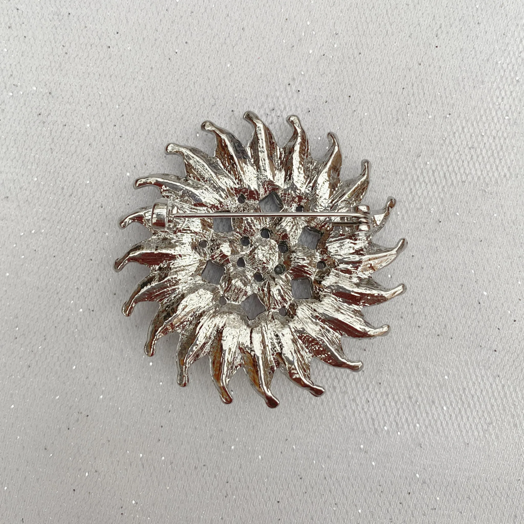 Sunflower Brooch with Pearl and Crystal in Silver or Gold