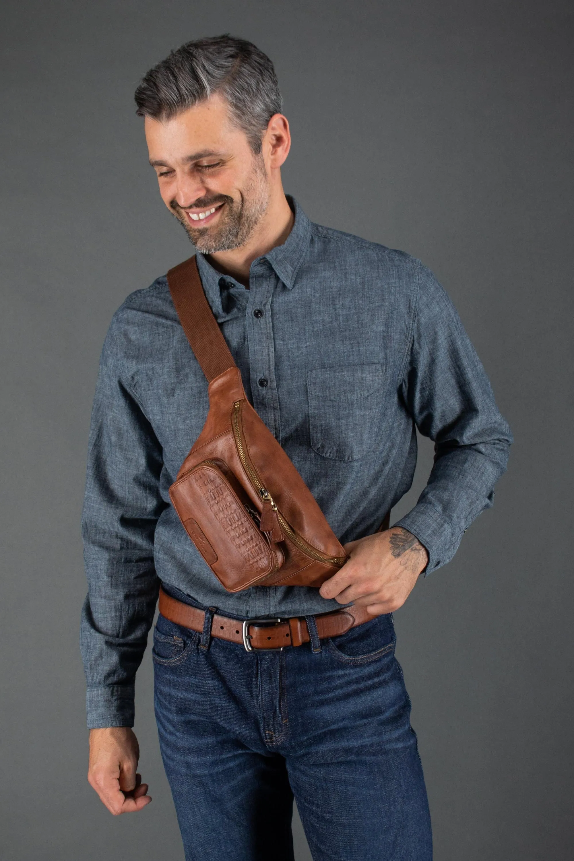 Trafalgar Caelen Leather Waist Pack Sling Bag