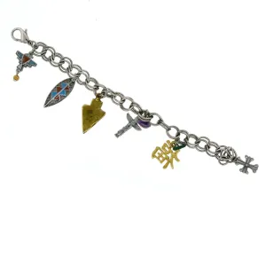 T.R.U. Multi Symbol Charm Link Chain Bracelet