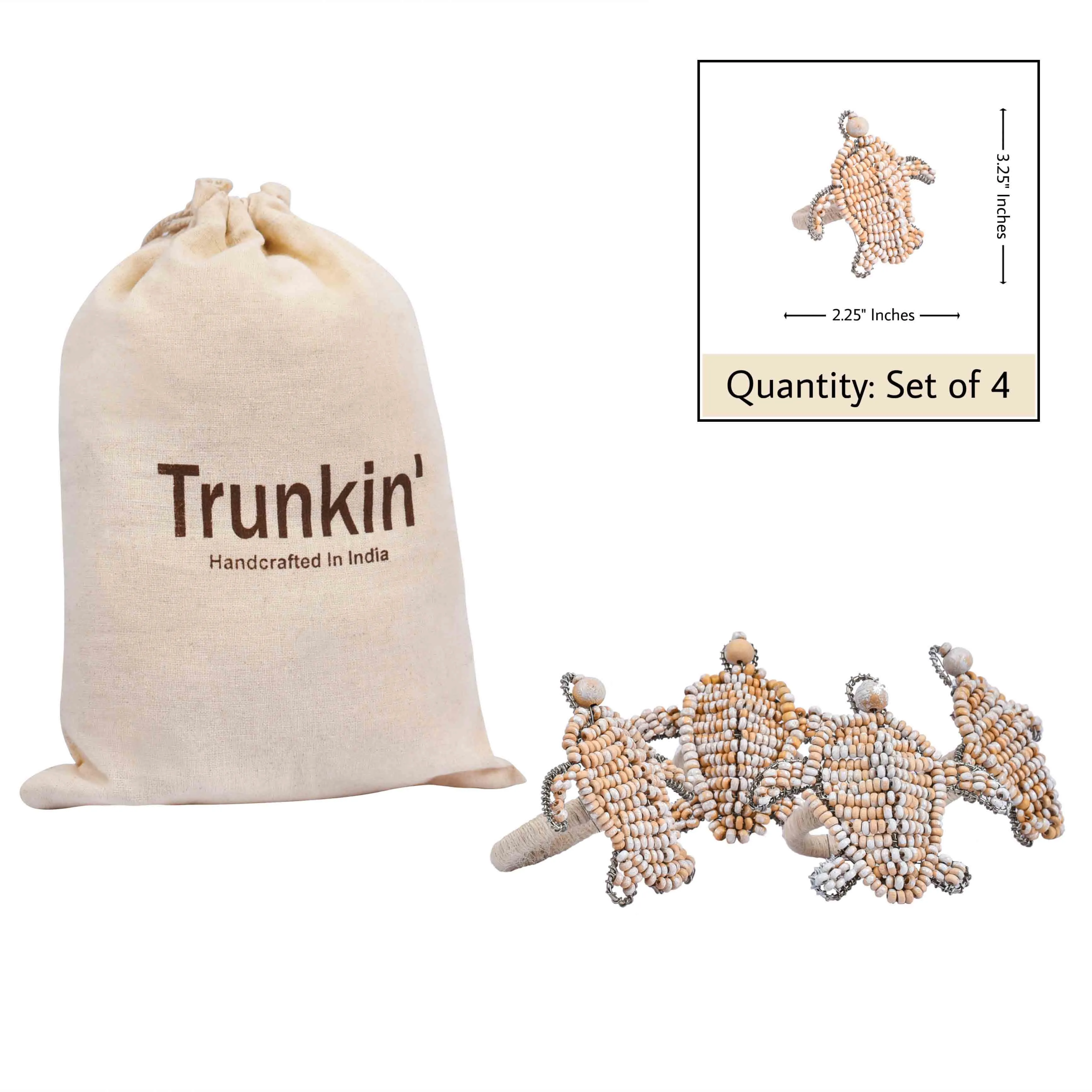 Turtley In Love Jute Napkin Ring in Ivory, Set of 4