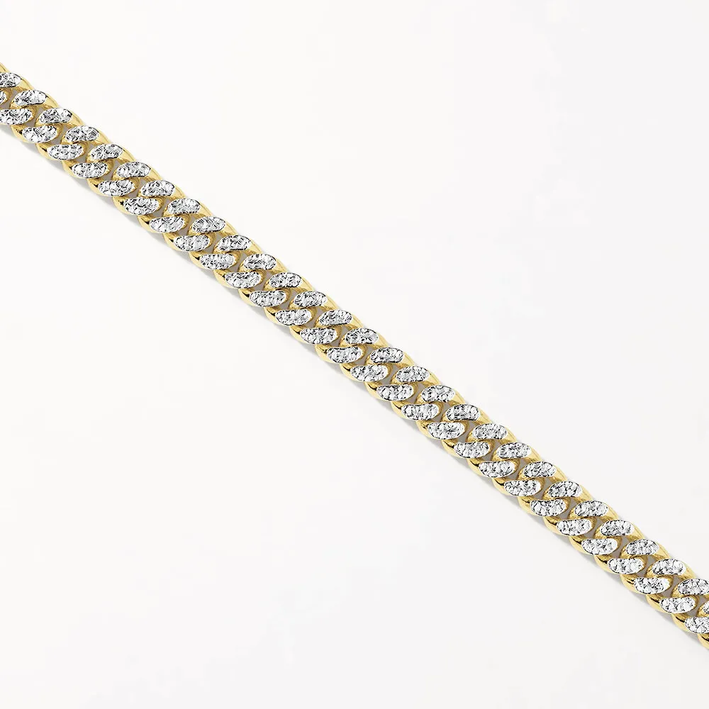 Two Tone Cuban Chain Bracelet in Gold