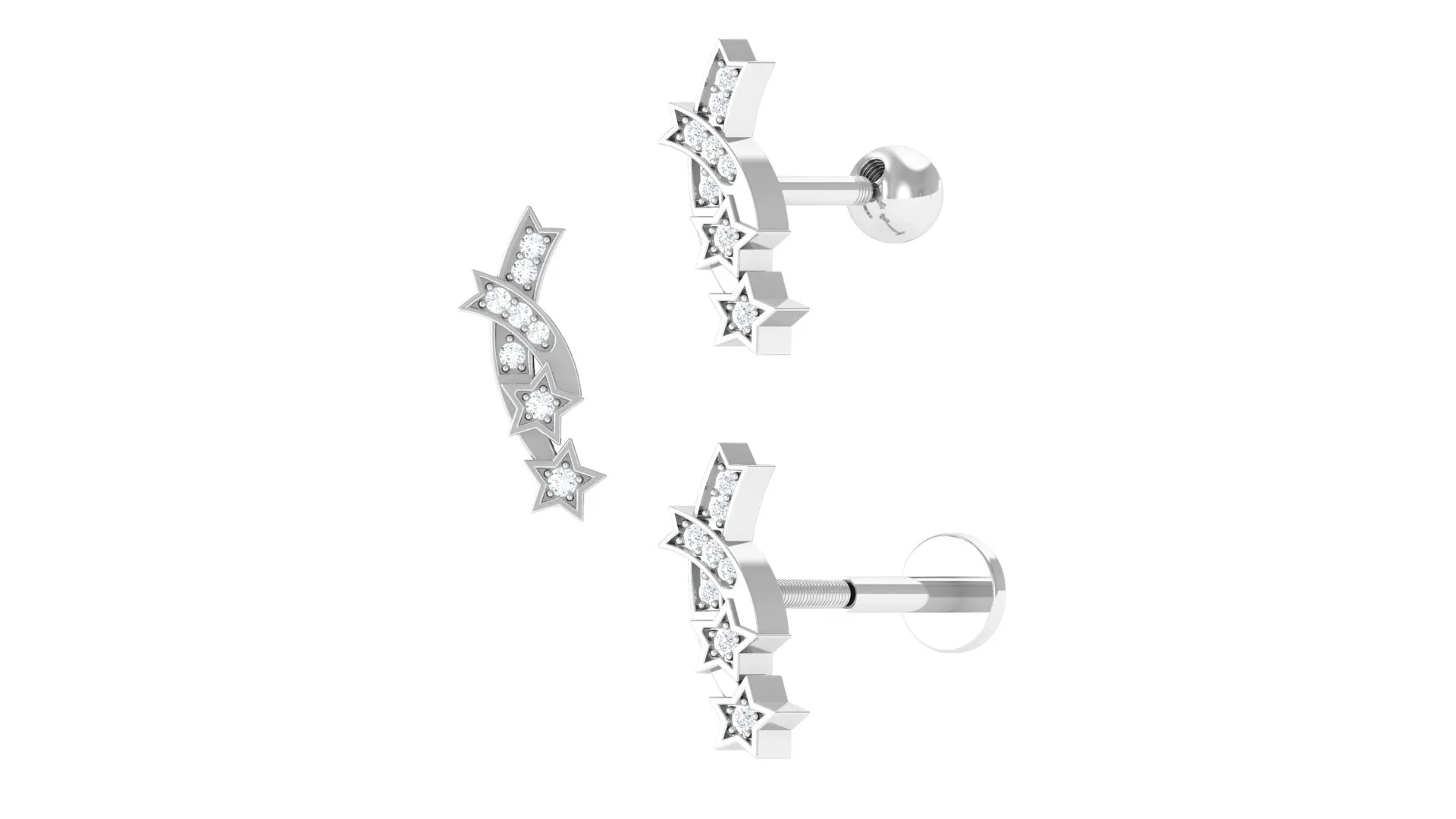 Unique Diamond Star Celestial Climber Earring