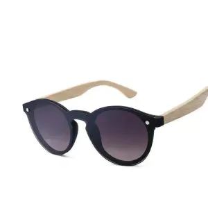 Unisex Sunglasses Color Film Wood Round Sunglasses Round Fashion Retro Bamboo Glasses For Men And Women