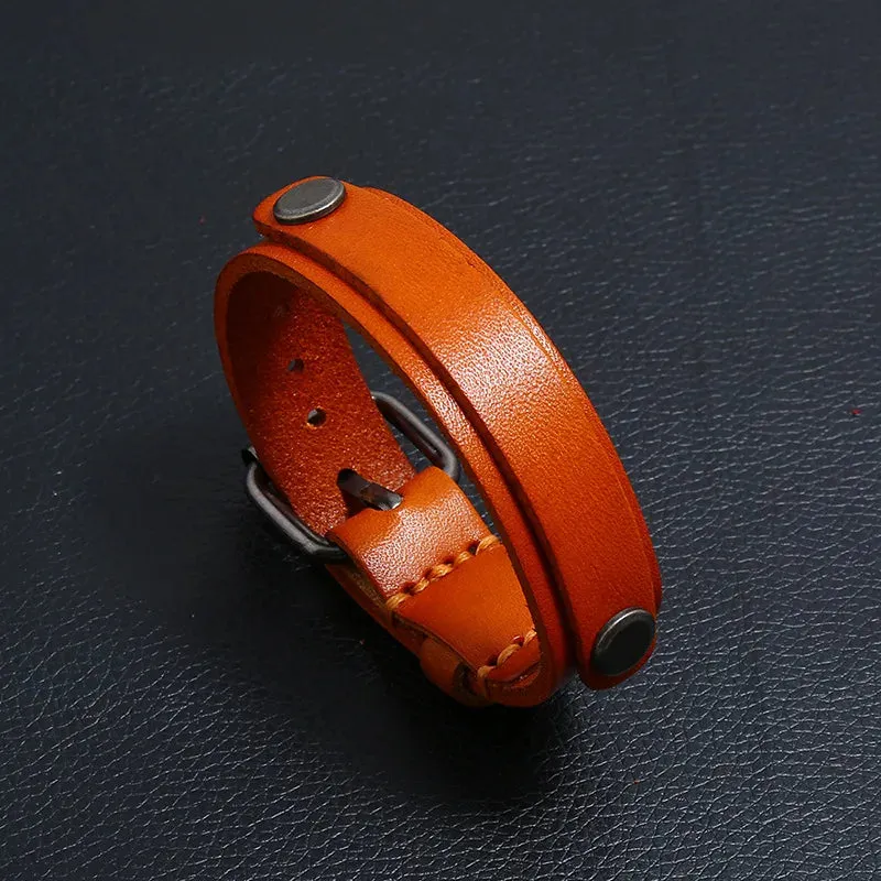 Vintage Irregular Men Genuine Leather Bracelets Wide Brown Cuff Wrap Bracelets;Bangles Punk Wristband Women Men Jewelry