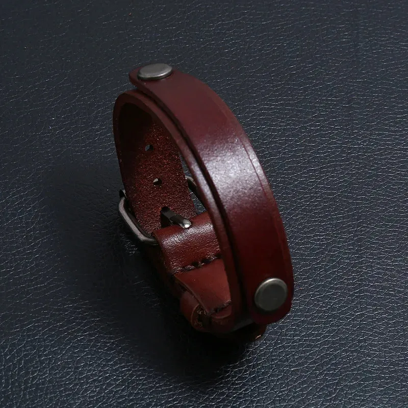 Vintage Irregular Men Genuine Leather Bracelets Wide Brown Cuff Wrap Bracelets;Bangles Punk Wristband Women Men Jewelry