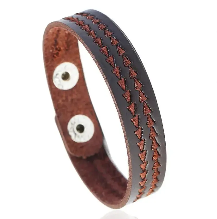 Vintage Irregular Men Genuine Leather Bracelets Wide Brown Cuff Wrap Bracelets;Bangles Punk Wristband Women Men Jewelry