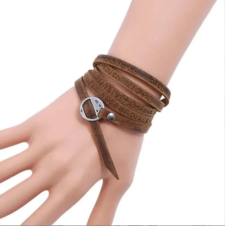 Vintage Irregular Men Genuine Leather Bracelets Wide Brown Cuff Wrap Bracelets;Bangles Punk Wristband Women Men Jewelry