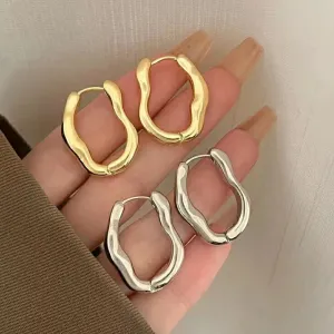 Vintage Smooth Metal Hoop Earrings