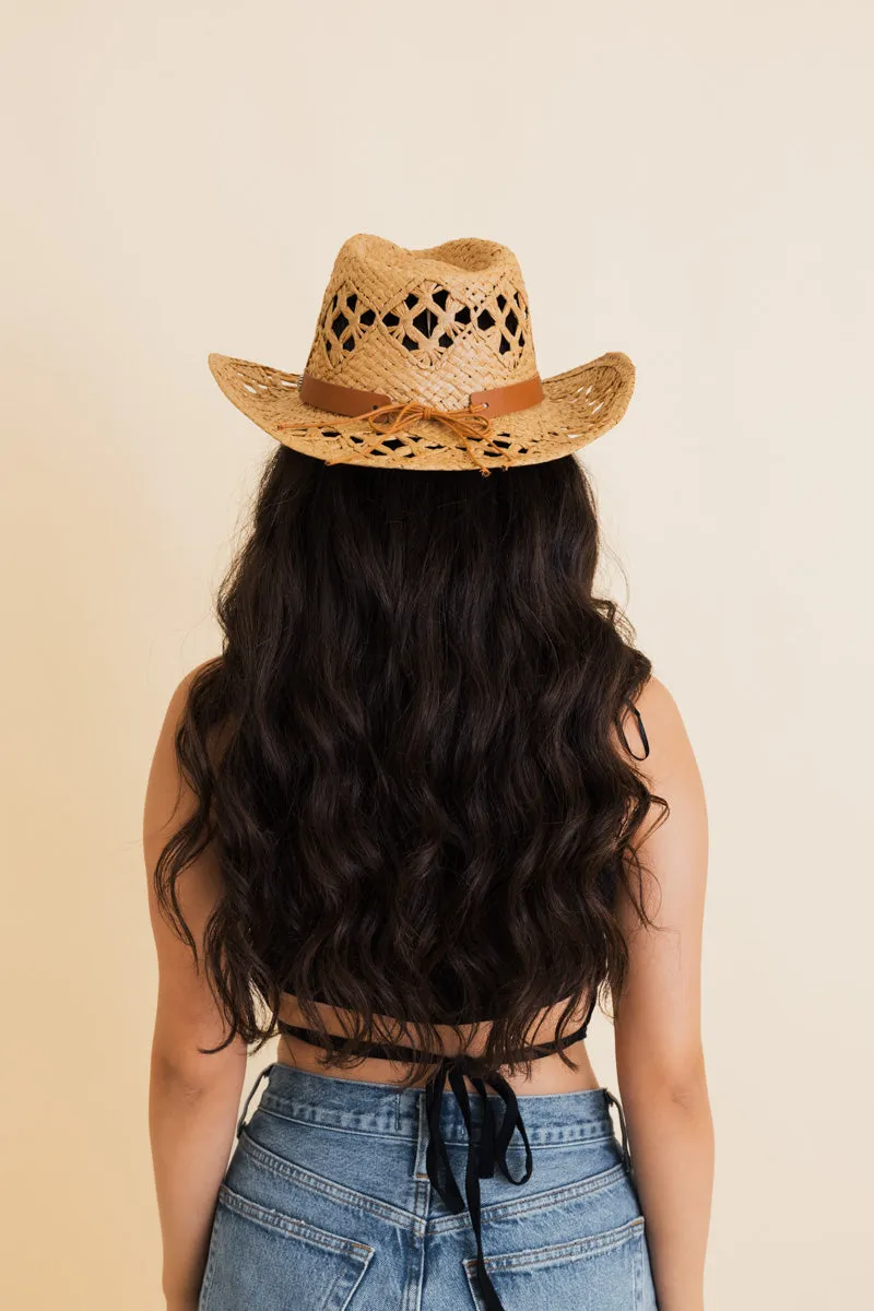 Western Girl Woven Raffia Cowboy Hat